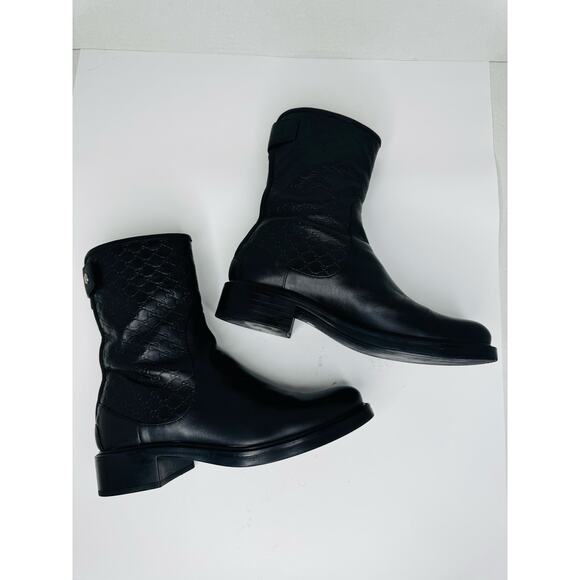 Gucci GG Microguccissima Black Leather Moto Ankle Boots EU 36  Biker Booties - Picture 11 of 13